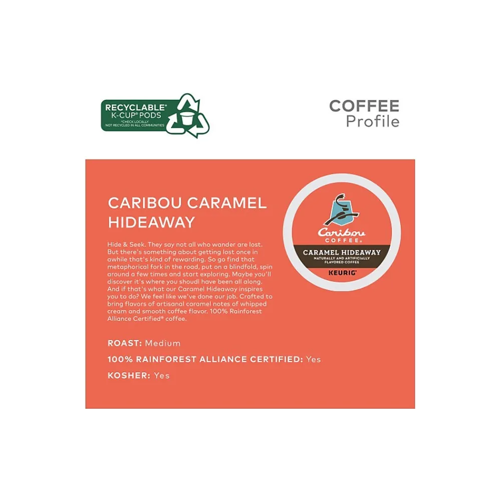 Caribou Coffee Caramel Hideaway Coffee Keurig K-Cup Pods, Medium Roast, 96/Box (736685CT)