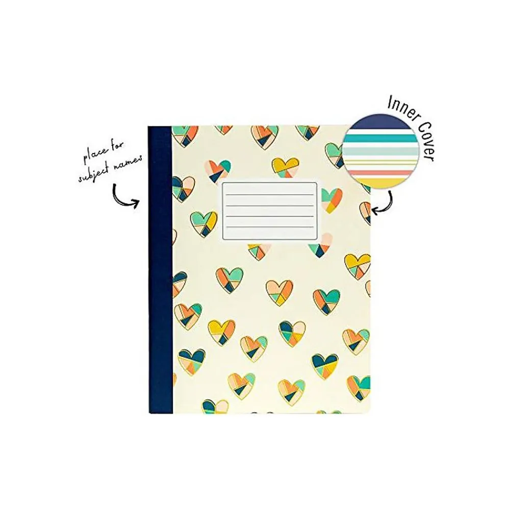 Composition Notebooks|Carpe Diem Floral Love Composition Notebooks, 7.5" x 9.75", College-Ruled, 70 Sheet, Assorted Colors, 3/Pack(9096-CD)