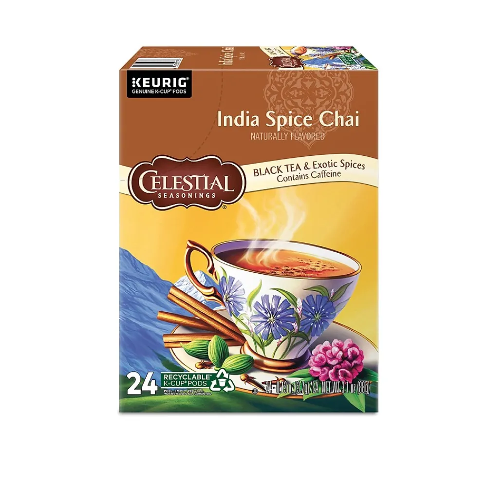 Celestial Seasonings India Spice Chai Tea, 0.13 oz. Keurig® K-Cup®p Pods, 24/Box (14738)