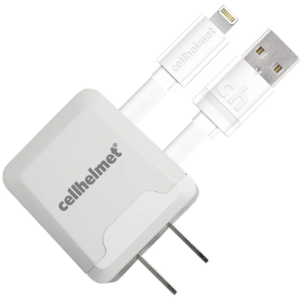 2.1-Amp Single-USB Wall Charger with USB-A to Lightning Flat Cable, 3 Feet (WALL-2.1/1+F-LIGHT-3-W)<cellhelmet Online