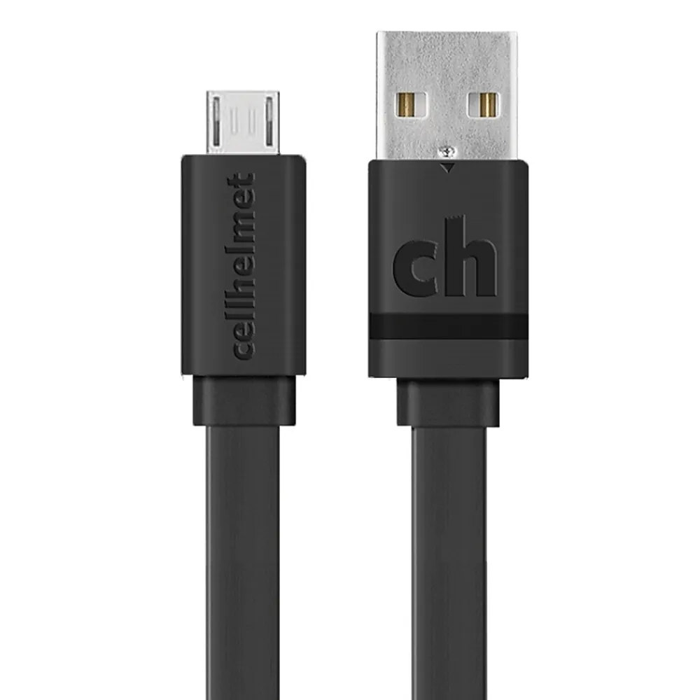 cellhelmet 2.1-Amp Single-USB Wall Charger with USB-A to Micro USB Flat Cable, 3 Feet (WALL-2.1/1+F-MICRO-3-B)