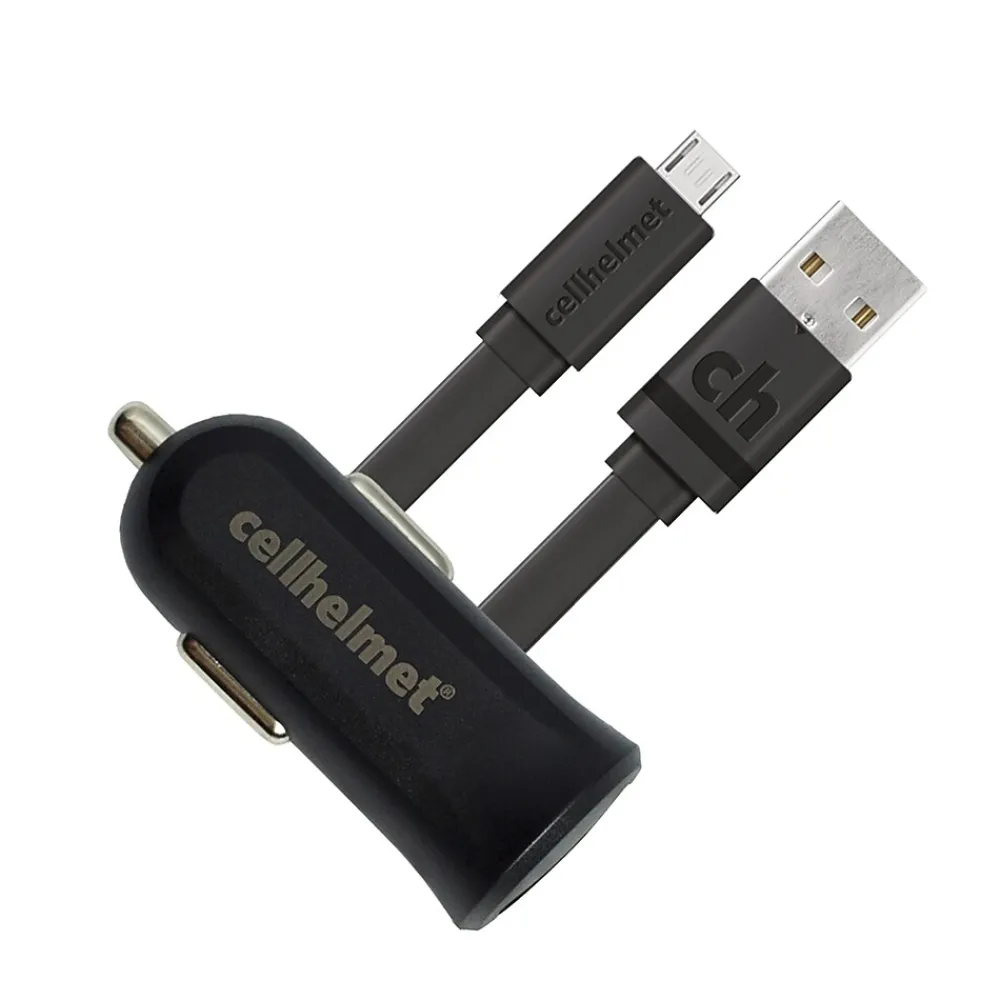 2.4-Amp Single-USB Car Charger with USB-A to Micro USB Flat Cable, 3 Feet (CAR-2.4/1+F-MICRO-3-B)<cellhelmet Hot