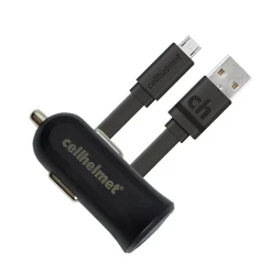 2.4-Amp Single-USB Car Charger with USB-A to Micro USB Flat Cable, 3 Feet (CAR-2.4/1+F-MICRO-3-B)<cellhelmet Hot