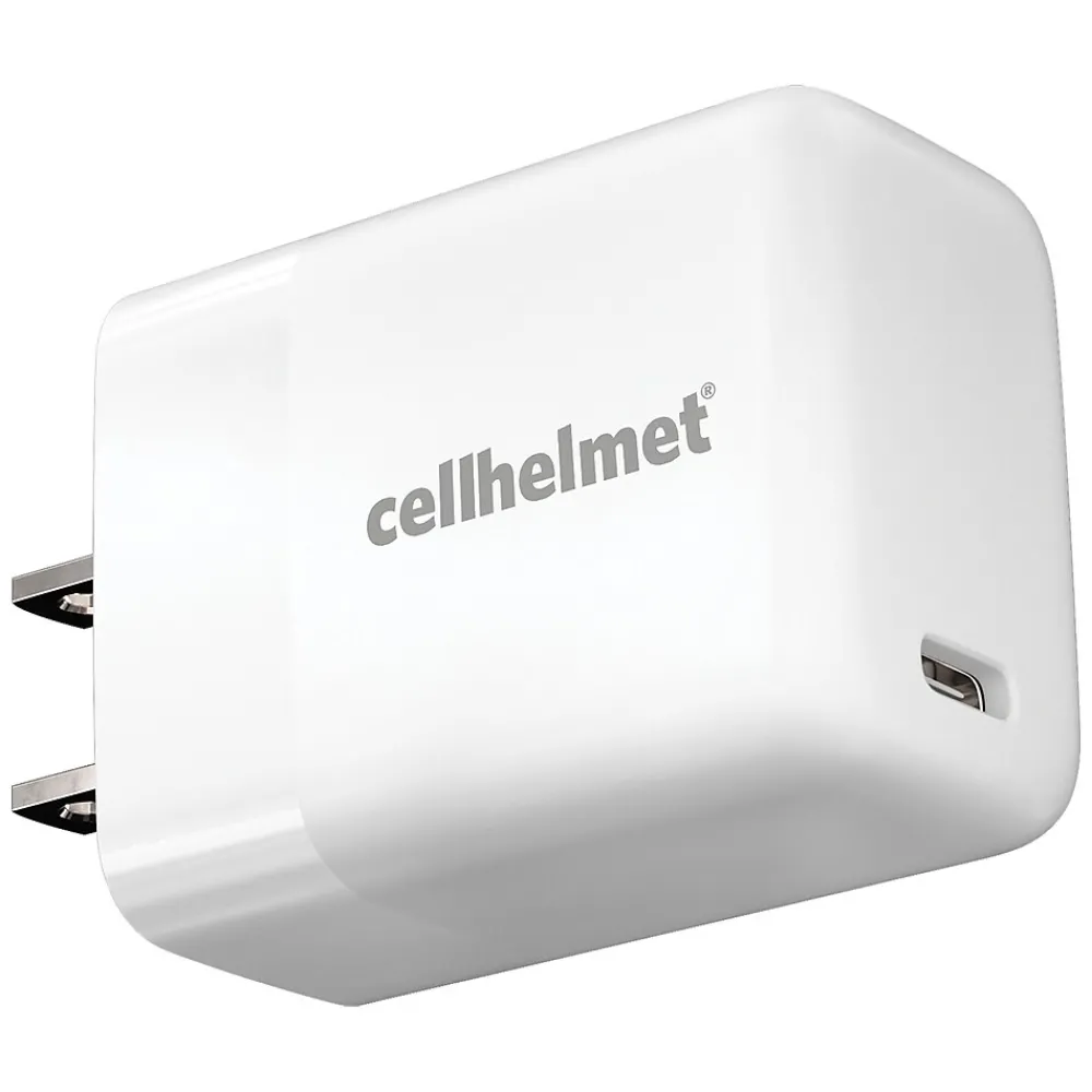 Single-USB Power Delivery Wall Charger with USB-C to USB-C Round Cable, 3 ft., 25-Watt, White (WALL-PD-25W+R-C)<cellhelmet Sale