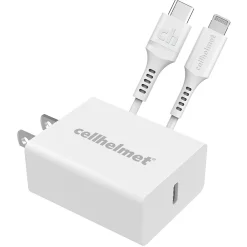 20-Watt Single-USB Power Delivery Wall Charger with USB-C to Lightning Round Cable, 3 Feet (WALL-PD-20W+R-LIGHT)<cellhelmet Clearance