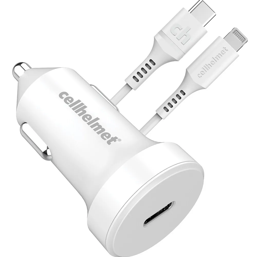 20-Watt Single-USB Power Delivery Car Charger with USB-C to Lightning Round Cable, 3 Feet(CAR-PD-20W+R-LIGHT)<cellhelmet Hot