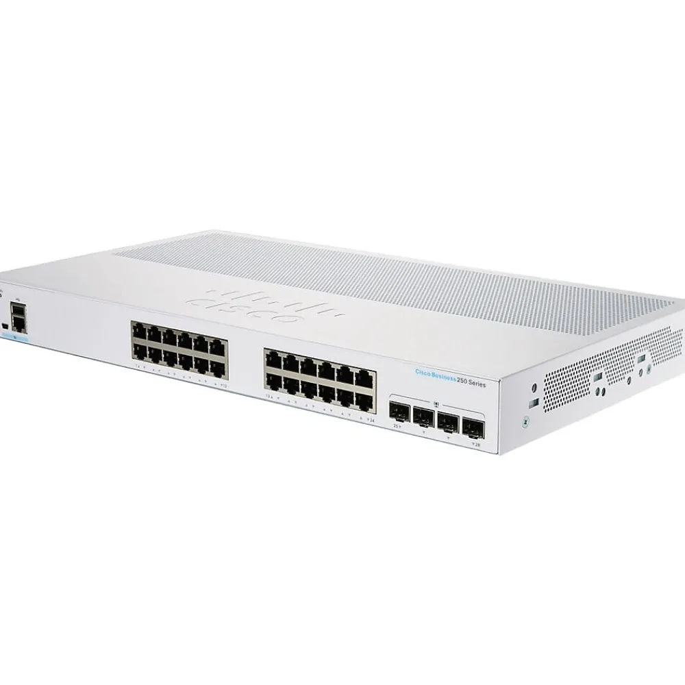 Hot Cisco 250 24-Port Gigabit Ethernet Managed Switch, Silver (CBS25024T4GNA)