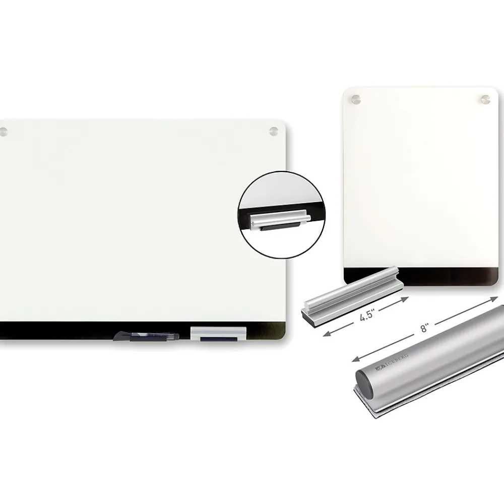 Dry Erase*ICEBERG Clarity Personal Glass Board, 24"x18"
