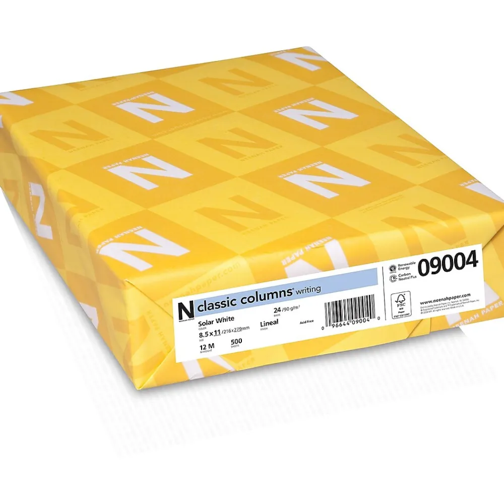 Resume Paper*Neenah Paper CLASSIC COLUMNS® Writing Paper, 8 1/2" x 11", 24 lb., Linear Pattern, Solar White, 500/Ream