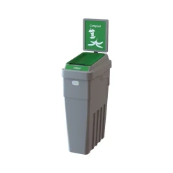 LeanStream Plastic Single-Stream Recycling Station, 23 Gallon, Gray (LS1B-009)<CleanRiver New