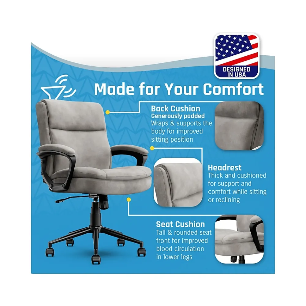 Ergonomic Chairs*Click365 Transform 2.0 Ergonomic Fabric Swivel Desk Chair, (CCHR10007D) Gray