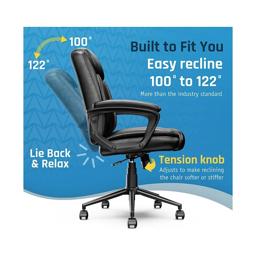 Ergonomic Chairs*Click365 Transform 1.0 Ergonomic Bonded Leather Swivel Desk Chair, (CCHR10001B) Black