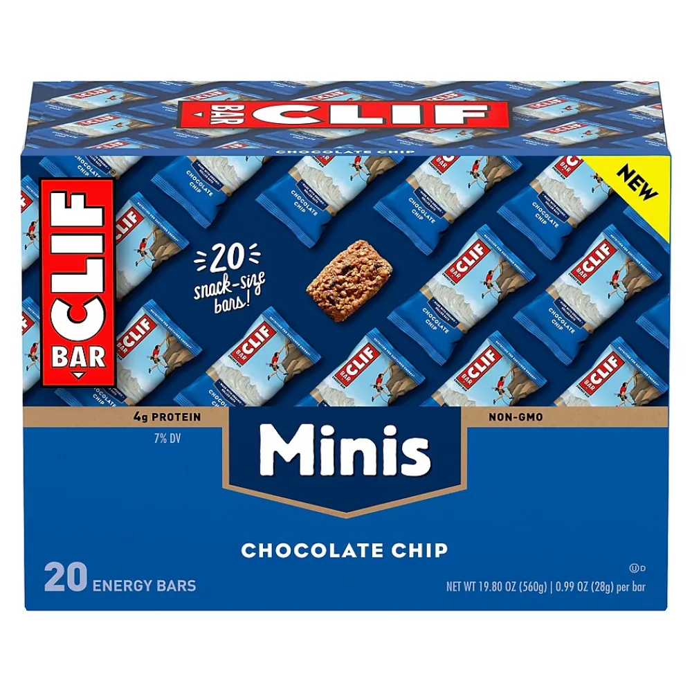 Clif Mini Energy Bars, Chocolate Chip, 1.0 oz., 20/Box (CCC37654)