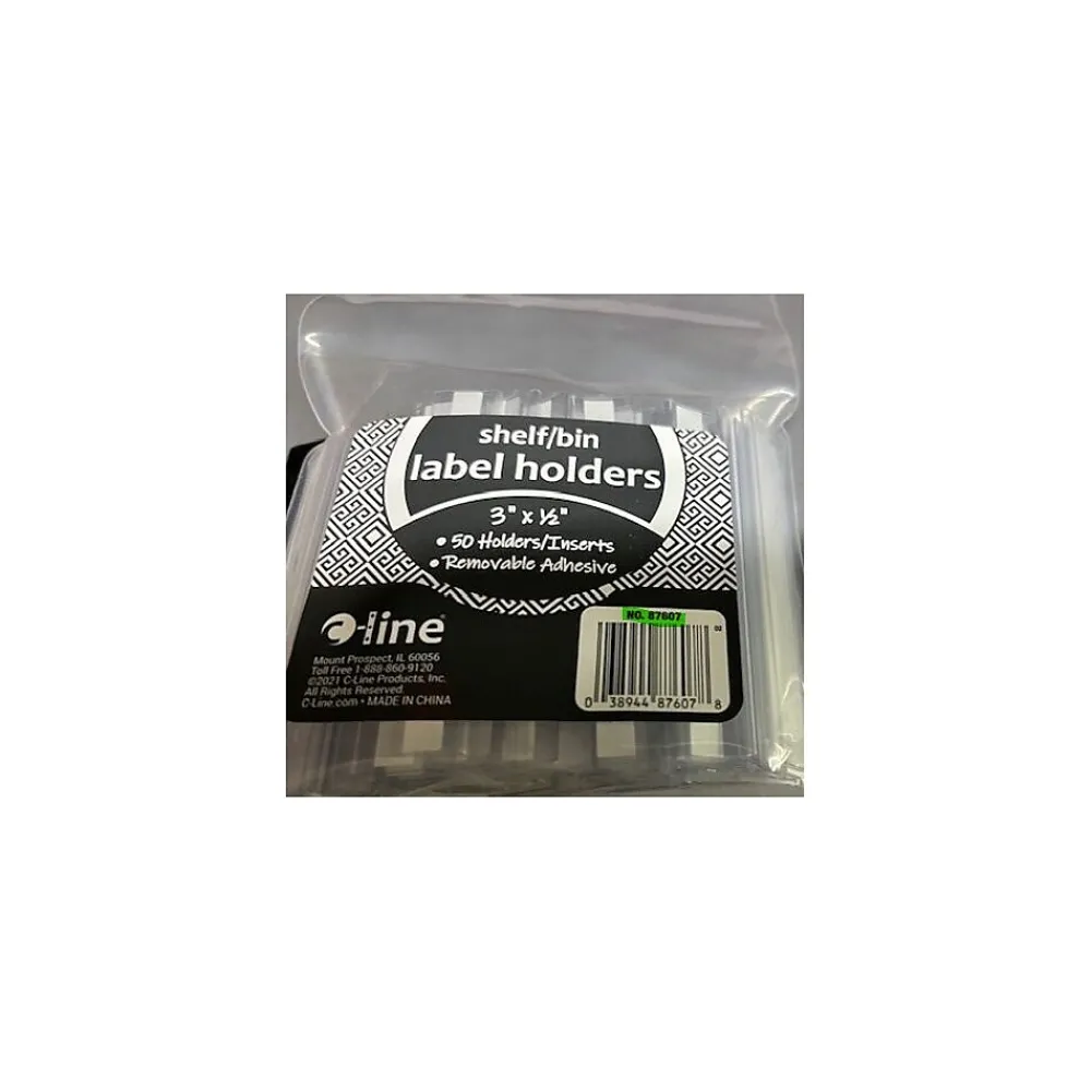 Best C-Line Best Value Label Holders, 0.5" x 3", Clear, 50/Pack (CLI87607)