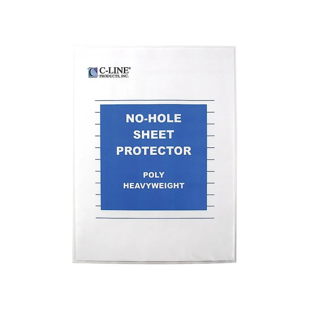 Sheet Protectors|C-Line Heavyweight No-Hole Sheet Protectors, 8-1/2" x 11", Clear, 25/Box (62907)