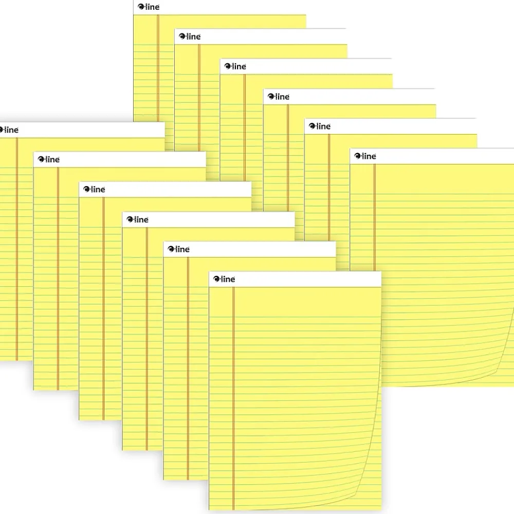 Notepads|C-Line Notepad, Wide Ruled, Yellow, 12 Pads/Bundle (CLI25106-12)