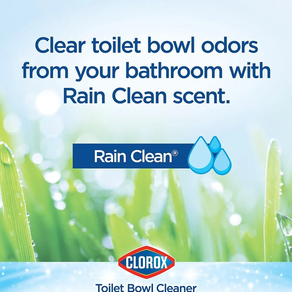 Disinfecting Toilet Bowl Cleaner with Bleach, Rain Clean Scent, 24 Oz., 2/Pack, 6 Packs/Carton (30924)<Clorox Best