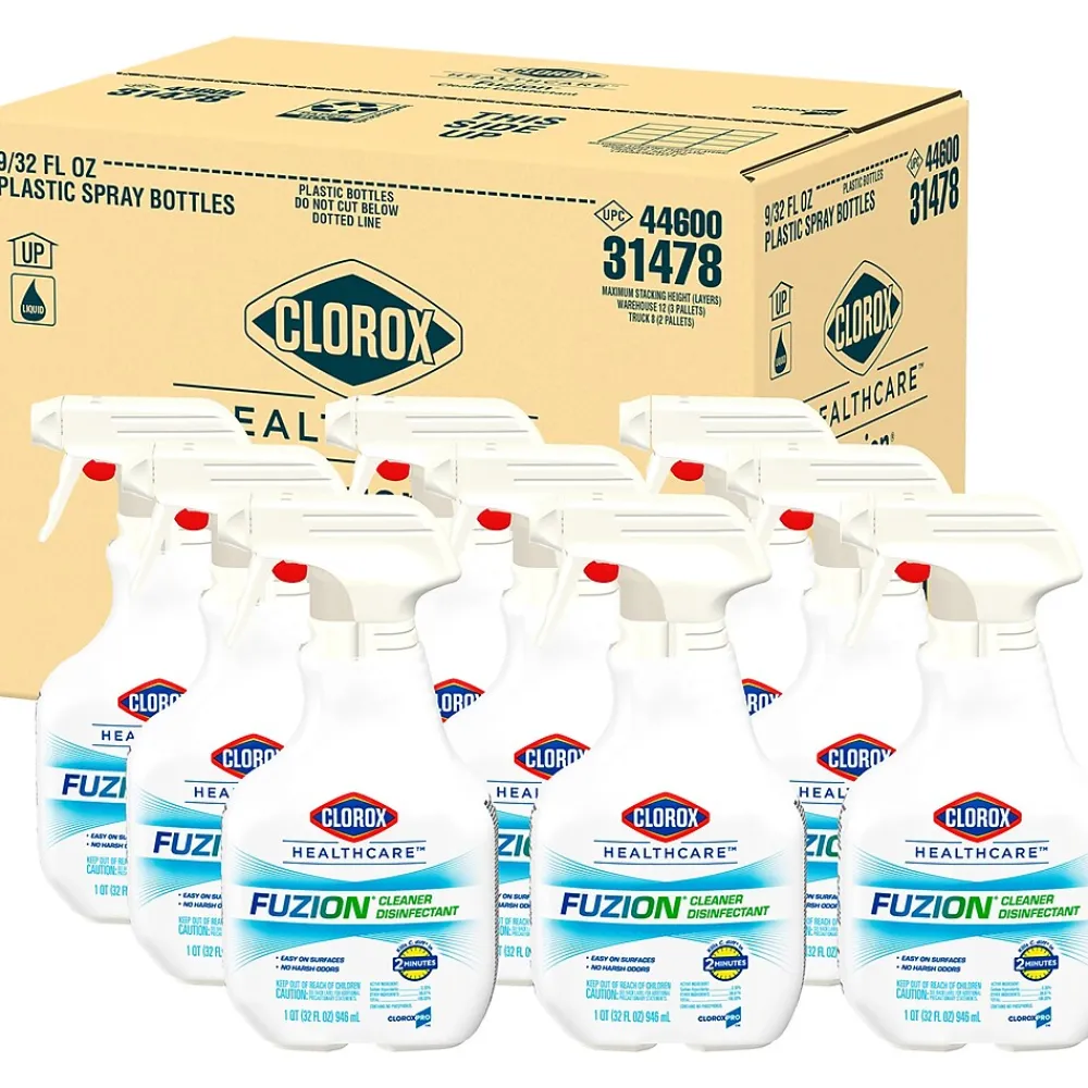 Fuzion All-Purpose Cleaners & Spray Disinfectant, Unscented, 32 oz., 9/Carton (31478CT)<Clorox Healthcare Sale
