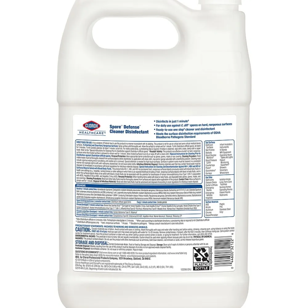 Spore Defense Cleaner Disinfectant, Closed System Refill Bottle, 128 Fl Oz, 4/Pack (32122)<Clorox Healthcare Sale