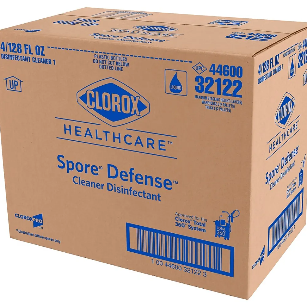 Spore Defense Cleaner Disinfectant, Closed System Refill Bottle, 128 Fl Oz, 4/Pack (32122)<Clorox Healthcare Sale