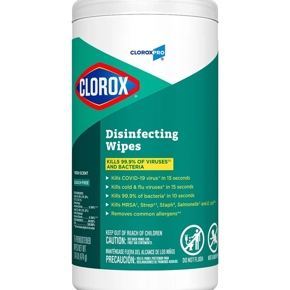 Pro Disinfecting Wipes, Fresh Scent, 75 Count (15949)<Clorox Discount