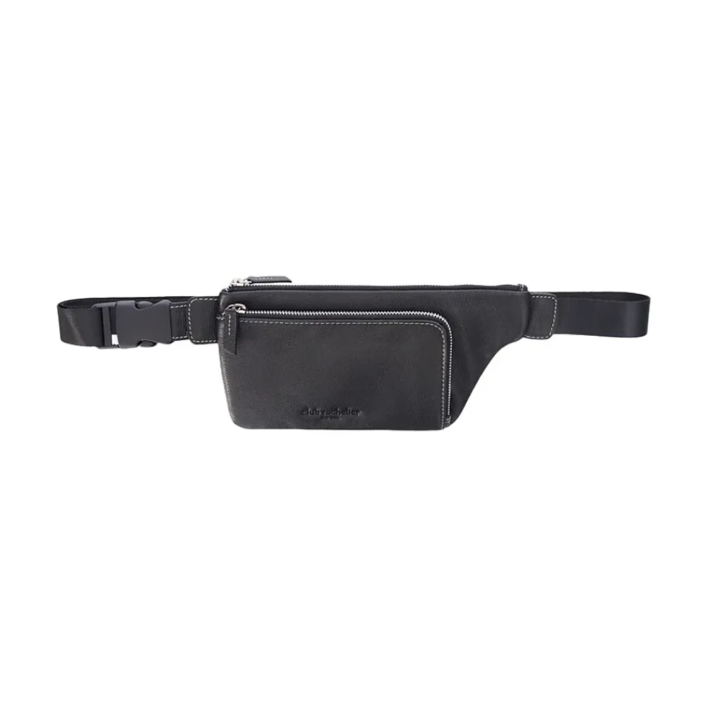 Black Genuine Leather Belt Bag, Small (CL110WB02-Blk)<Club Rochelier Clearance