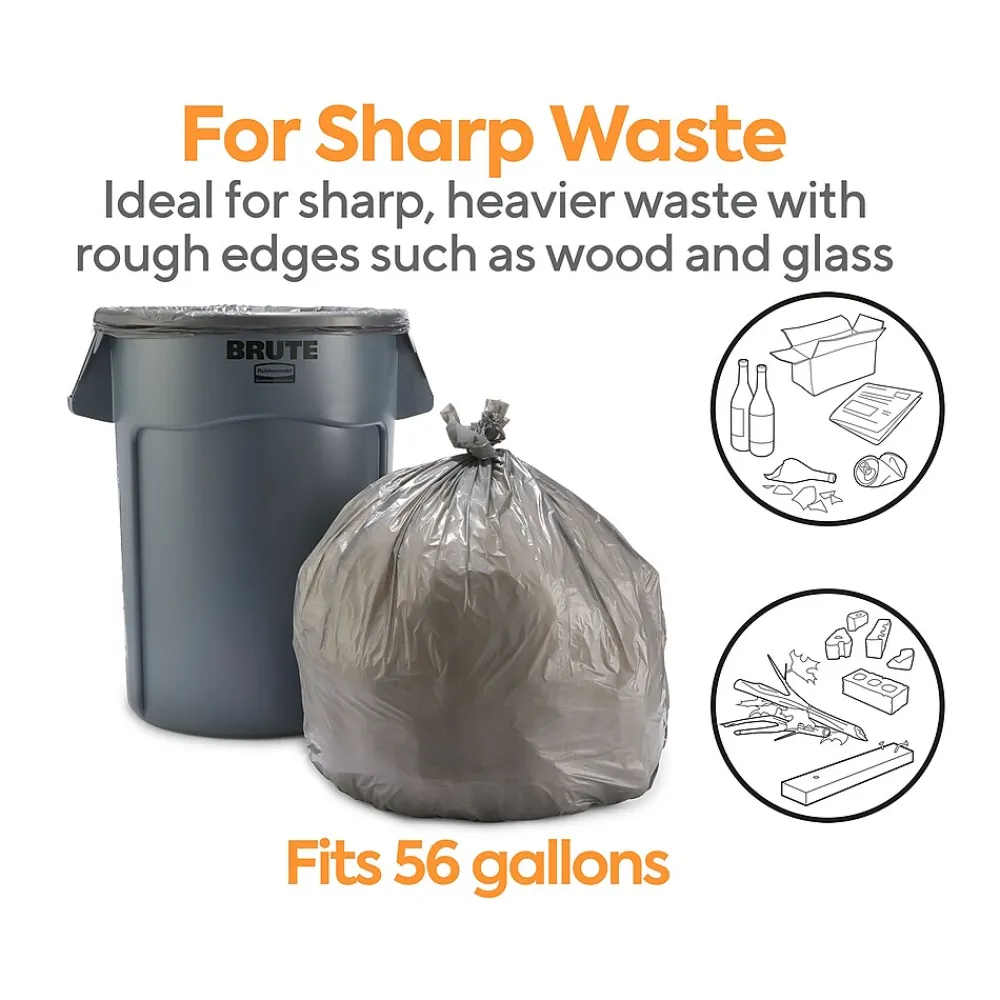 ™ 50-56 Gallon Trash Bag, 43" x 47", Low Density, 0.95 mil, Gray, 100 Bags/Box (CW50715)<Coastwide Professional