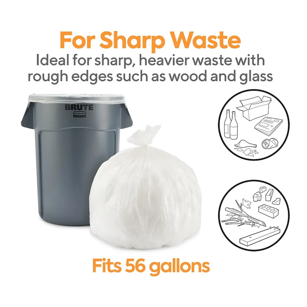 ™ 50-56 Gallon Trash Bag, 43" x 47", Low Density, 1.1 mil, Clear, 100 Bags/Box (CW57393)<Coastwide Professional New