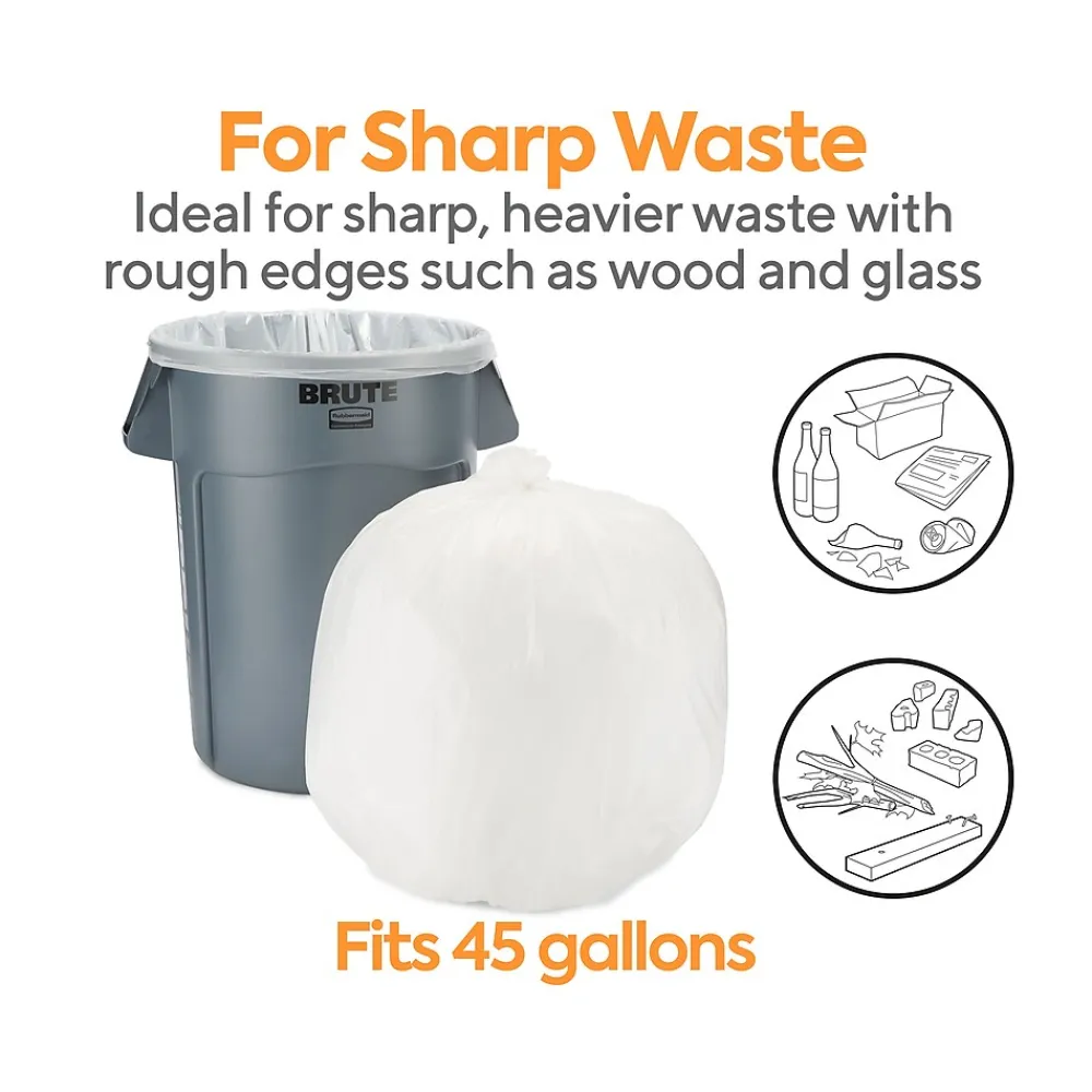 ™ 40-45 Gallon Trash Bag, 40" x 46", Low Density, 2 mil, Clear, 100 Bags/Box (CW57394)<Coastwide Professional Outlet