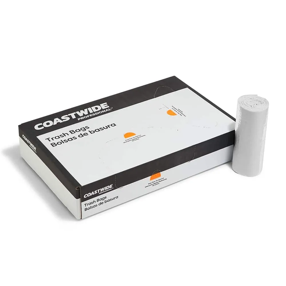 ™ 23 Gallon Trash Bag with 30% PCR, 28" x 45", Low Density, 0.8 mil, Clear, 250 Bags/Box (CW62410)<Coastwide Professional Best