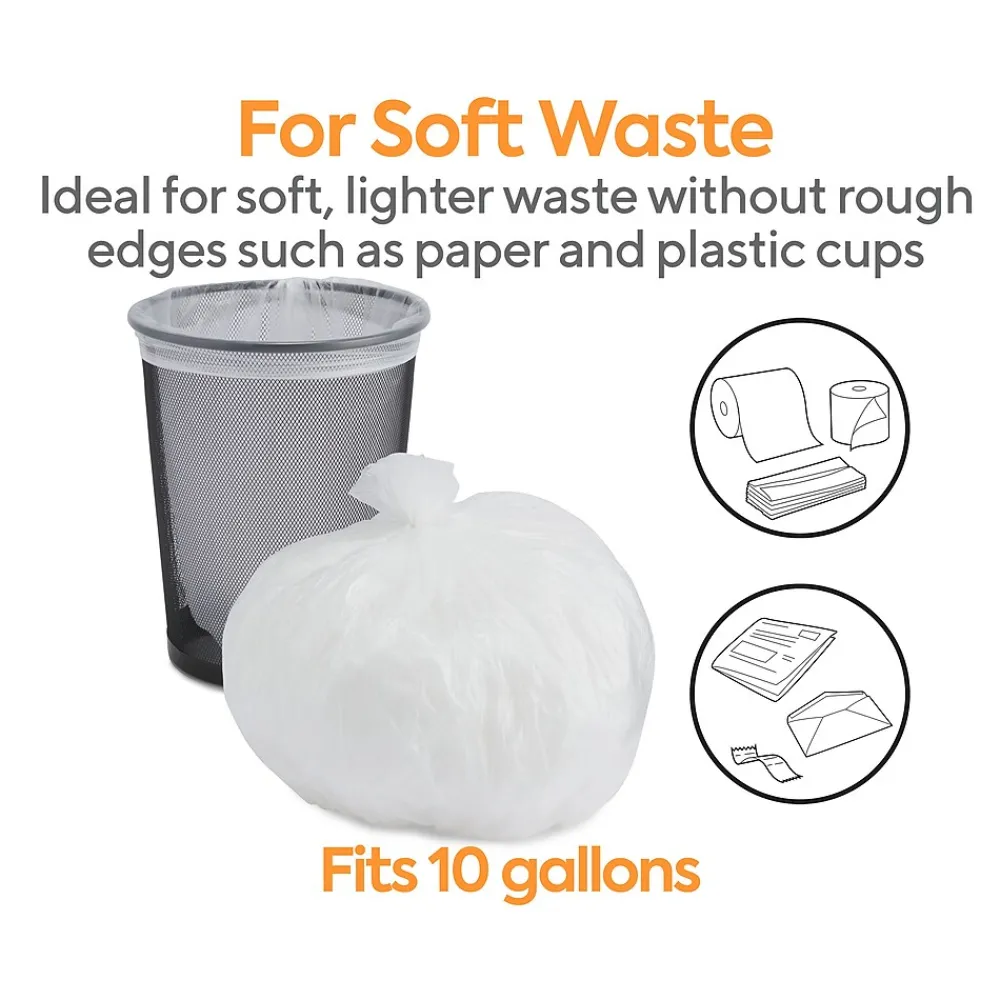 ™ 7-10 Gallon Trash Bag, 24" x 24", High Density, 8 mic, Natural, 1000 Bags/Box (CW25412)<Coastwide Professional Clearance