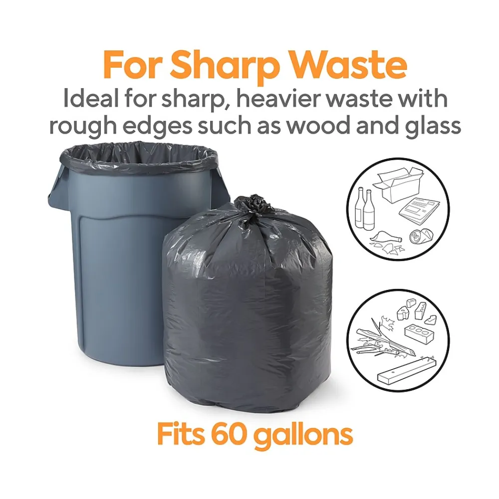 ™ 55-60 Gallon Trash Bag, 38" x 58", Low Density, 1.5 mil, Black, 5 100 Bags/Box (CW25531)<Coastwide Professional Hot