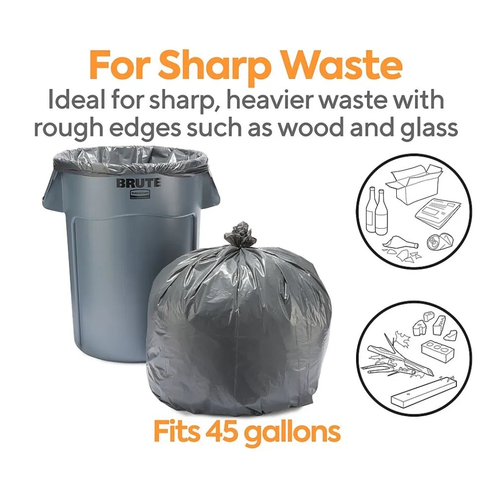 ™ 40-45 Gallon Trash Bag, 40" x 46", Low Density, 1.5 mil, Black, 100 Bags/Box (CW25532)<Coastwide Professional Outlet