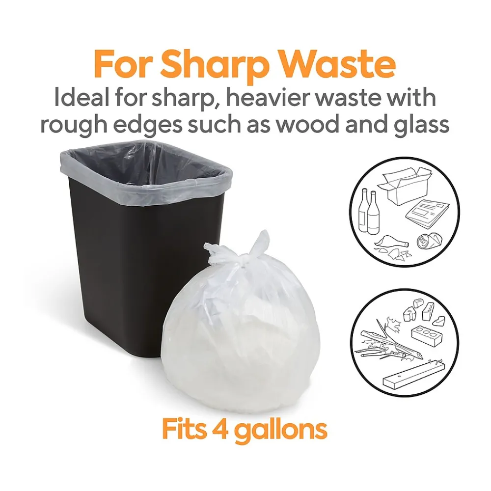 ™ 4 Gallon Trash Bag, 17" x 17", Low Density, 0.35 mil, Clear, 1000 Bags/Box (CW22236)<Coastwide Professional Online
