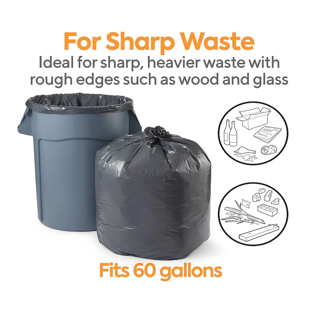 ™ 55-60 Gallon Trash Bag, 38" x 58", Low Density, 1.3 mil, Black, 100 Bags/Box (CW22342)<Coastwide Professional Online