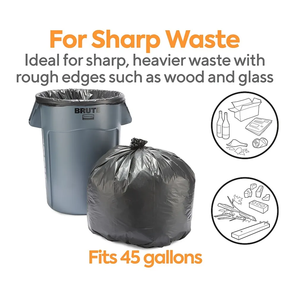 ™ 40-45 Gallon Trash Bag, 40" x 46", Low Density, 1.3 mil, Black, 100 Bags/Box (CW22340)<Coastwide Professional New