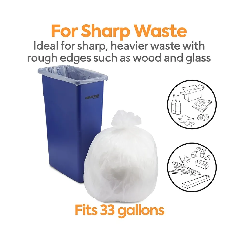 ™ 30-33 Gallon Trash Bag, 33" x 39", Low Density, 0.9 mil, Clear, 150 Bags/Box (CW22339)<Coastwide Professional
