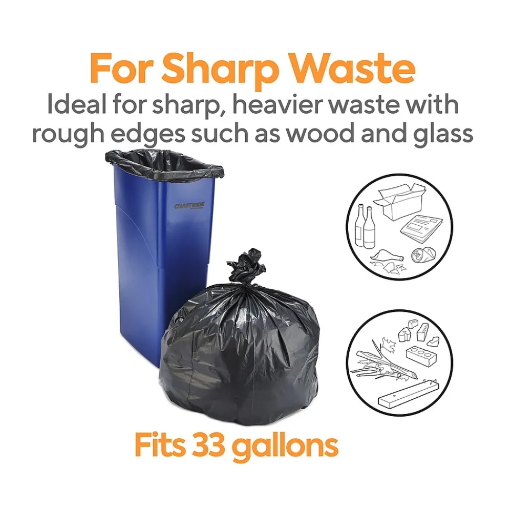 ™ 30-33 Gallon Trash Bag, 33" x 39", Low Density, 2 mil, Black, 100 Bags/Box (CW57403)<Coastwide Professional Online