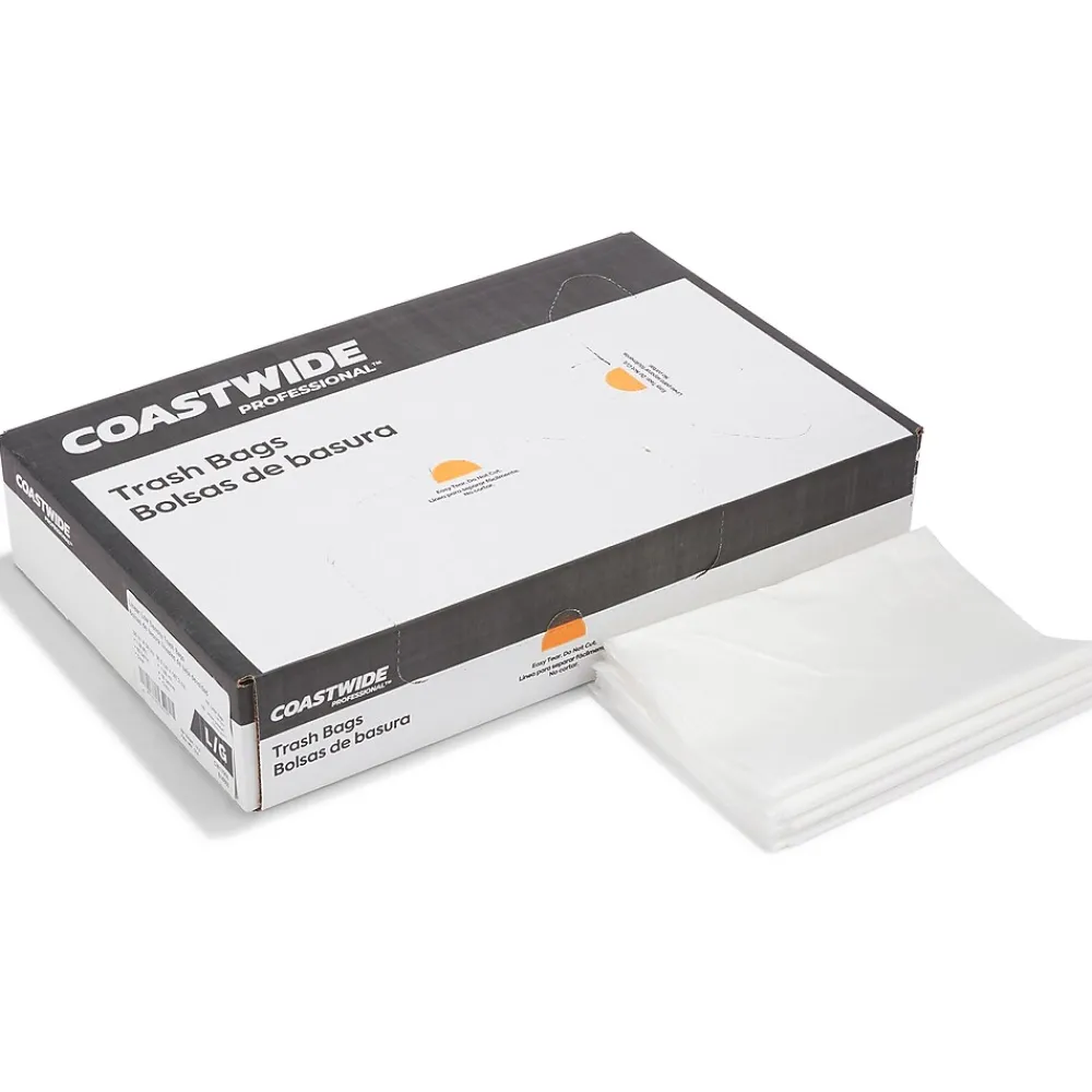 ™ 55-60 Gallon Trash Bag, 38" x 58", Low Density, 1 mil, Clear, 100 Bags/Box (CW17968)<Coastwide Professional