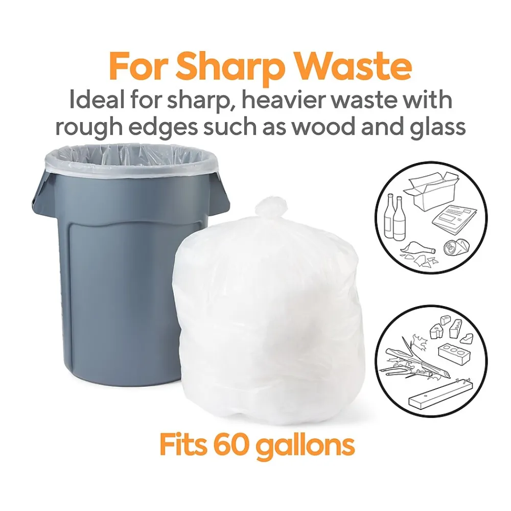 ™ 55-60 Gallon Trash Bag, 38" x 58", Low Density, 1 mil, Clear, 100 Bags/Box (CW17968)<Coastwide Professional