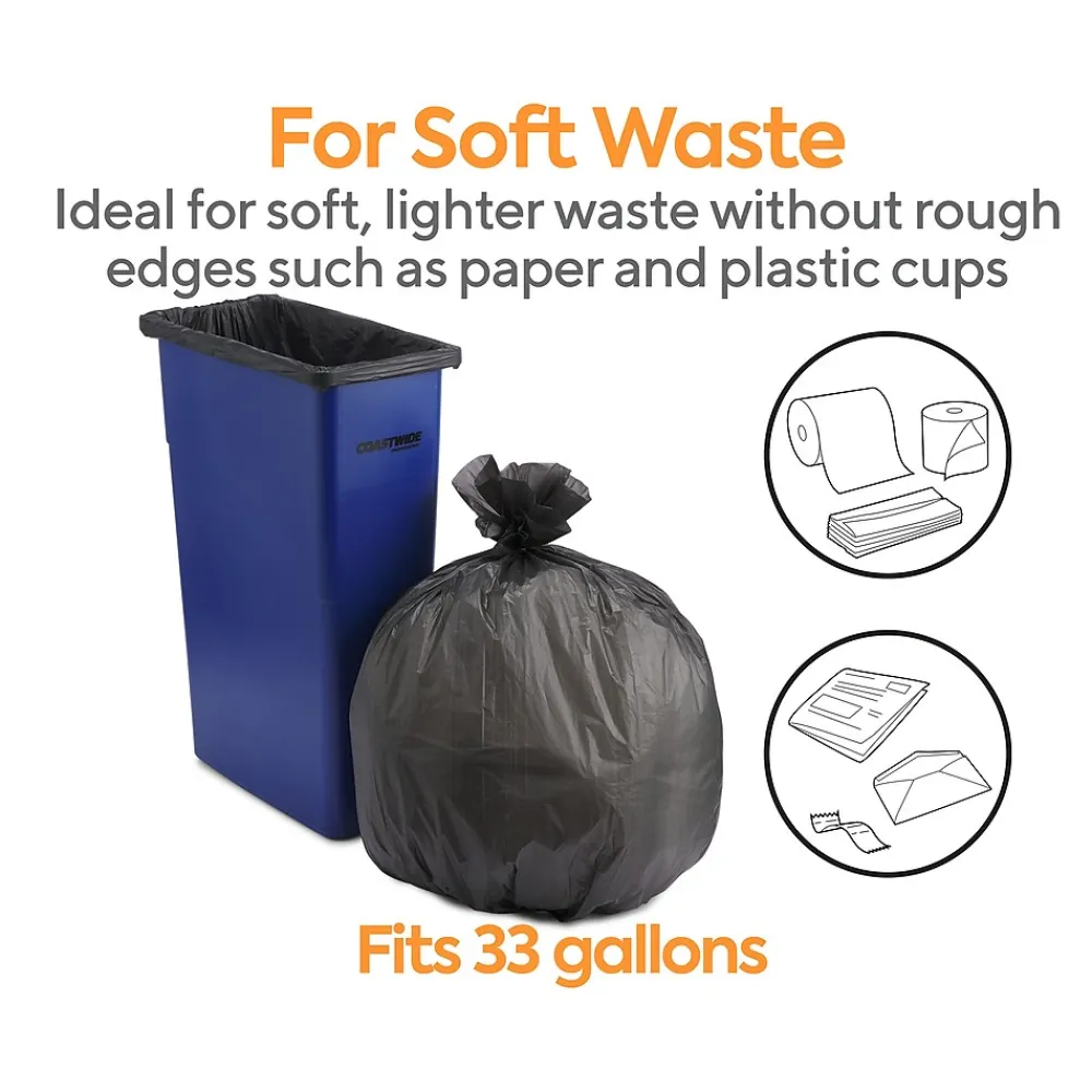 ™ 30-33 Gallon Trash Bag, 33" x 40", High Density, 22 mic, Black, 200 Bags/Box (CW17969)<Coastwide Professional New