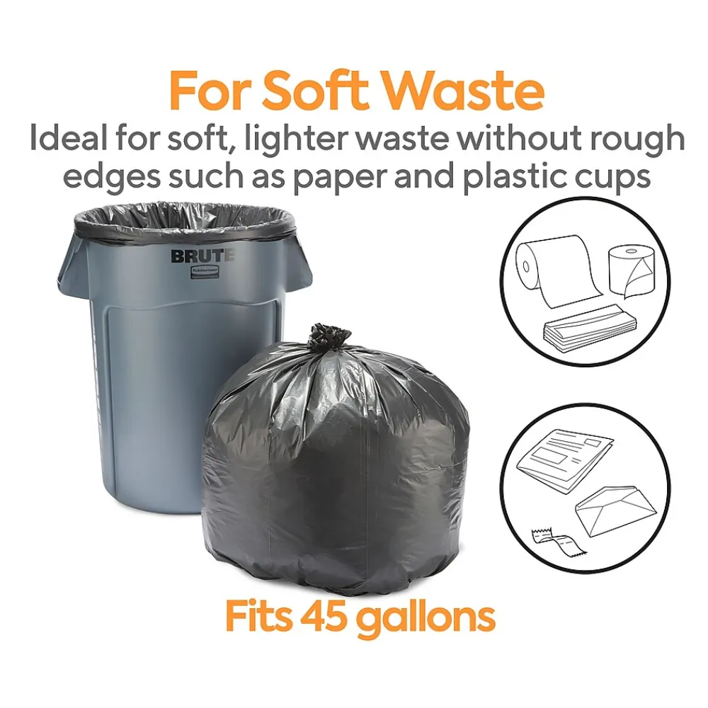 ™ 40-45 Gallon Trash Bag, 40" x 48", High Density, 22 mic, Black, 150 Bags/Box (CW17713)<Coastwide Professional Discount