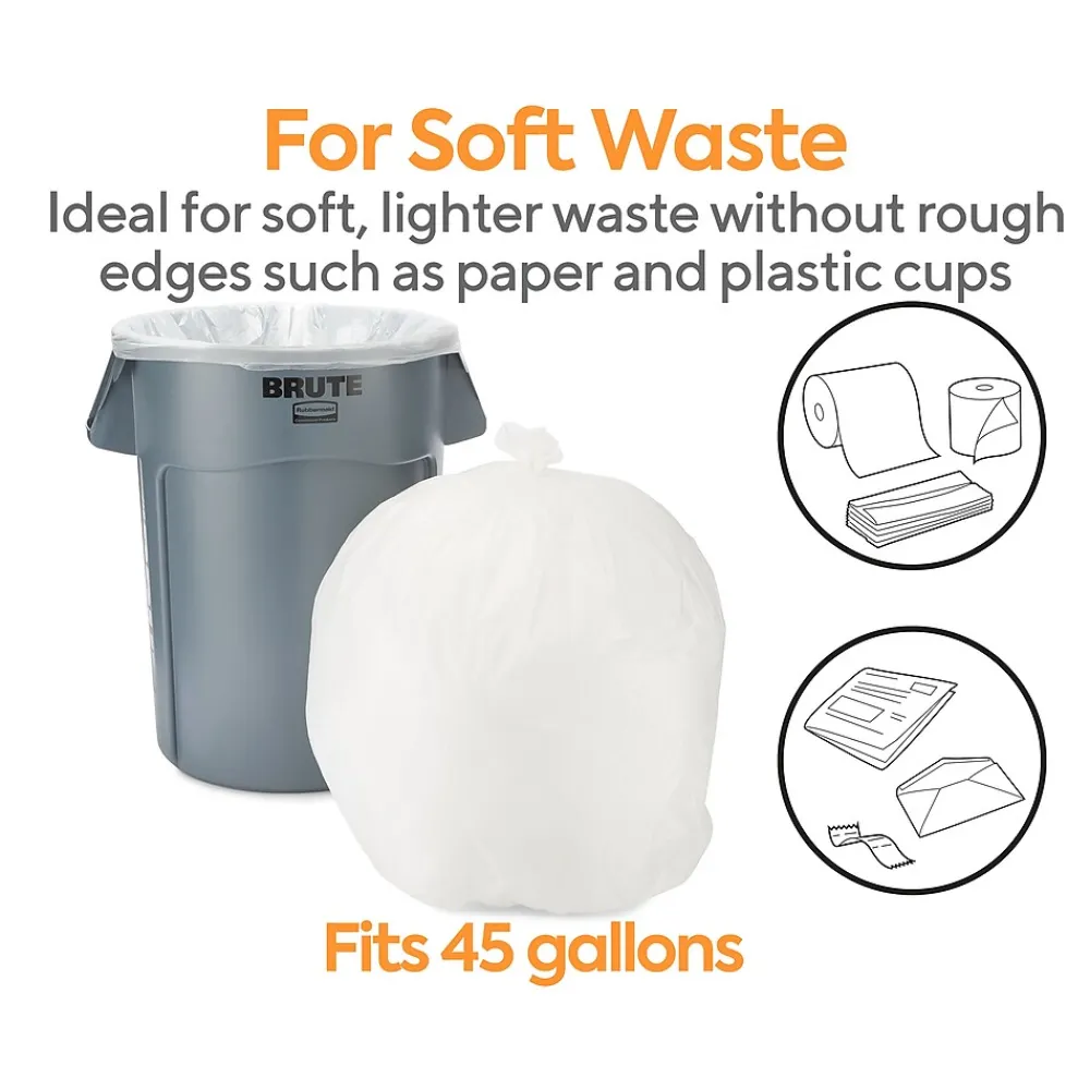 ™ 40-45 Gallon Trash Bag, 40" x 48", High Density, 16 mic, Natural, 250 Bags/Box (CW18204)<Coastwide Professional New