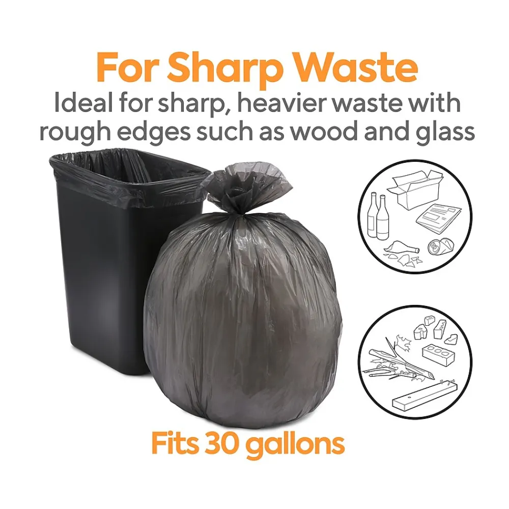 ™ 20-30 Gallon Trash Bag, 30" x 36", Low Density, 0.45 mil, Black, 250 Bags/Box (CW18182)<Coastwide Professional Best