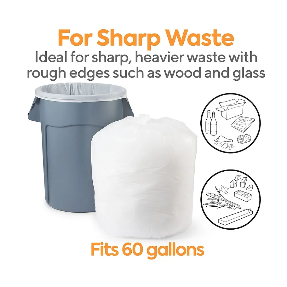 ™ 55-60 Gallon Trash Bag, 38" x 58", Low Density, 0.74 mil, White, 100 Bags/Box (CW18187)<Coastwide Professional Online