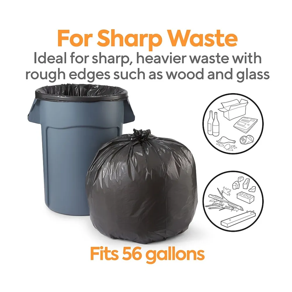 ™ 50-56 Gallon Trash Bag, 43" x 48", Low Density, 0.95 mil, Black, 100 Bags/Box (CW18194)<Coastwide Professional Best