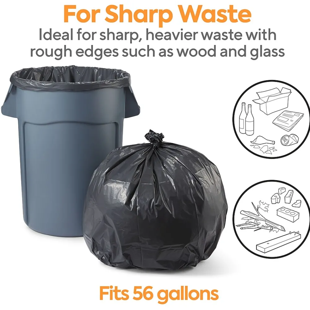 ™ 50-56 Gallon Trash Bag, 43" x 47", Low Density, 1.8 mil, Black, 100 Bags/Box (CW18209)<Coastwide Professional Best