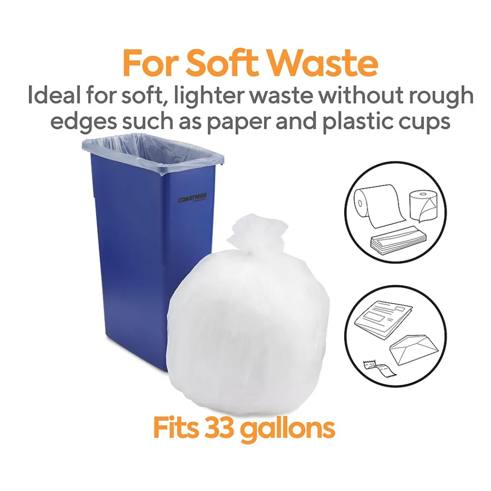 ™ 30-33 Gallon Trash Bag, 33" x 40", High Density, 12 mic, Natural, 250 Bags/Box (CW18199)<Coastwide Professional New