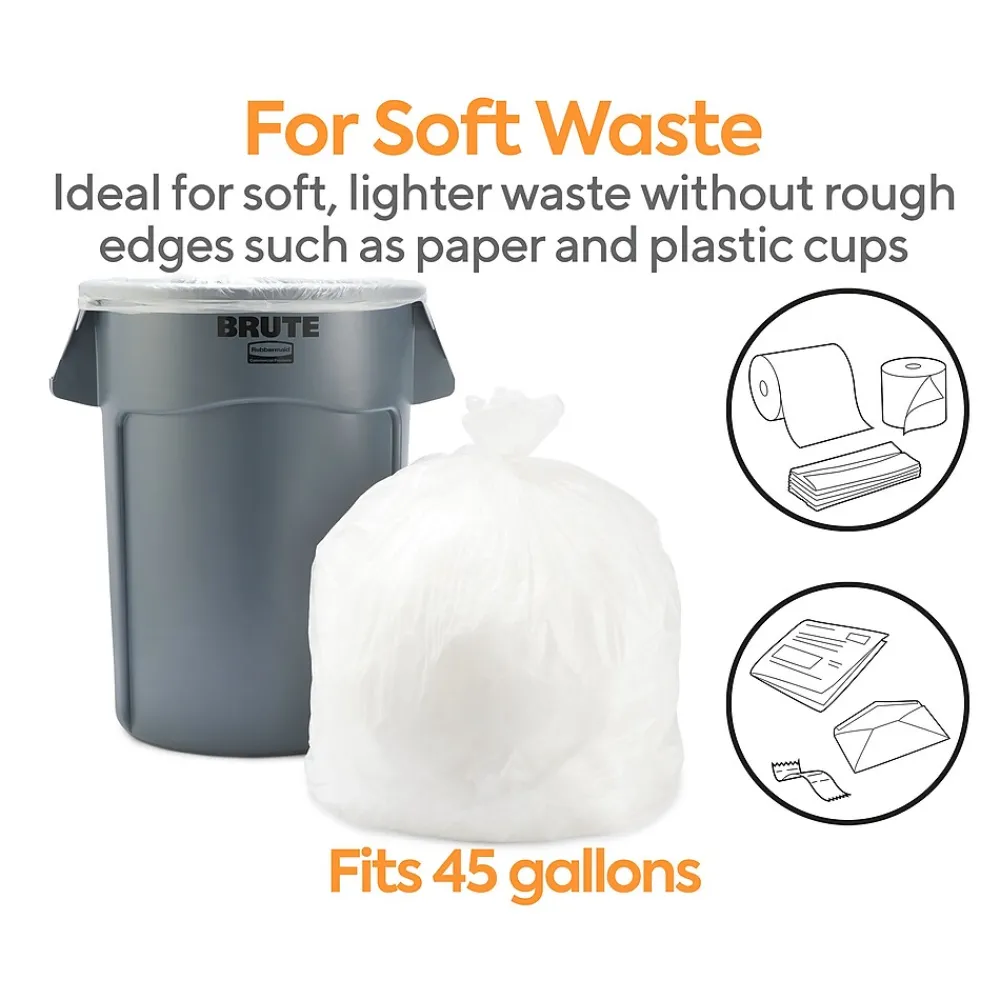 ™ 40-45 Gallon Trash Bag, 40" x 48", High Density, 12 mic, Natural, 250 Bags/Box (CW18203)<Coastwide Professional Outlet