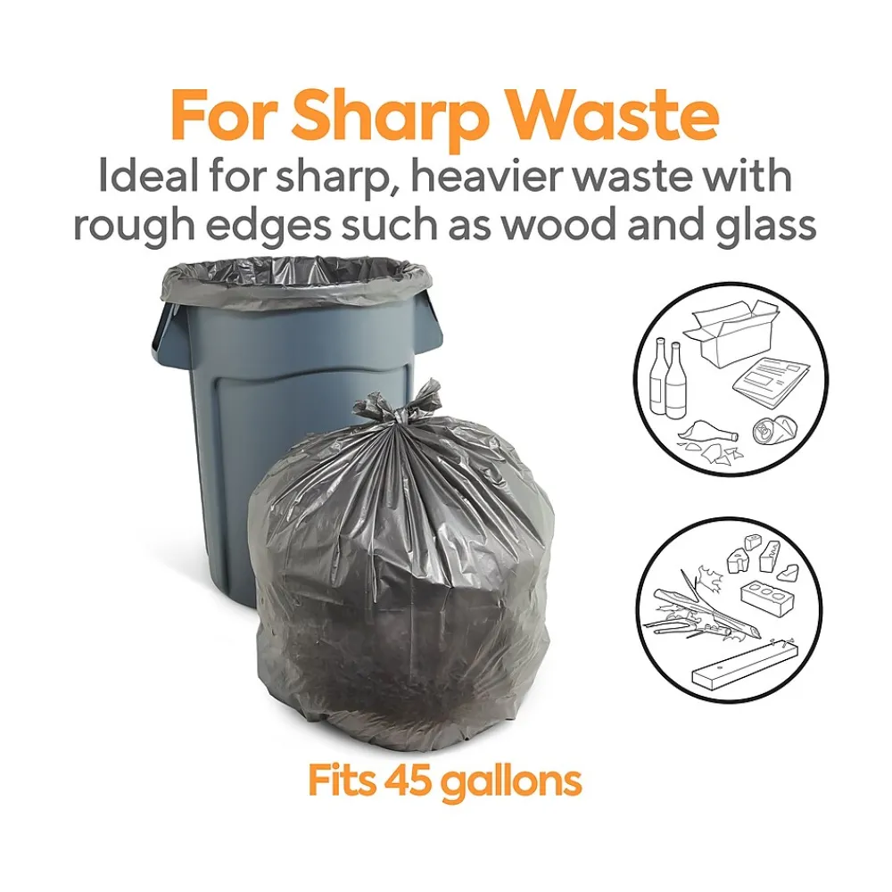 ™ 40-45 Gallon Trash Bag, 39" x 47", Low Density, 1.7 mil, Silver, 50 Bags/Box (CW18189)<Coastwide Professional Hot